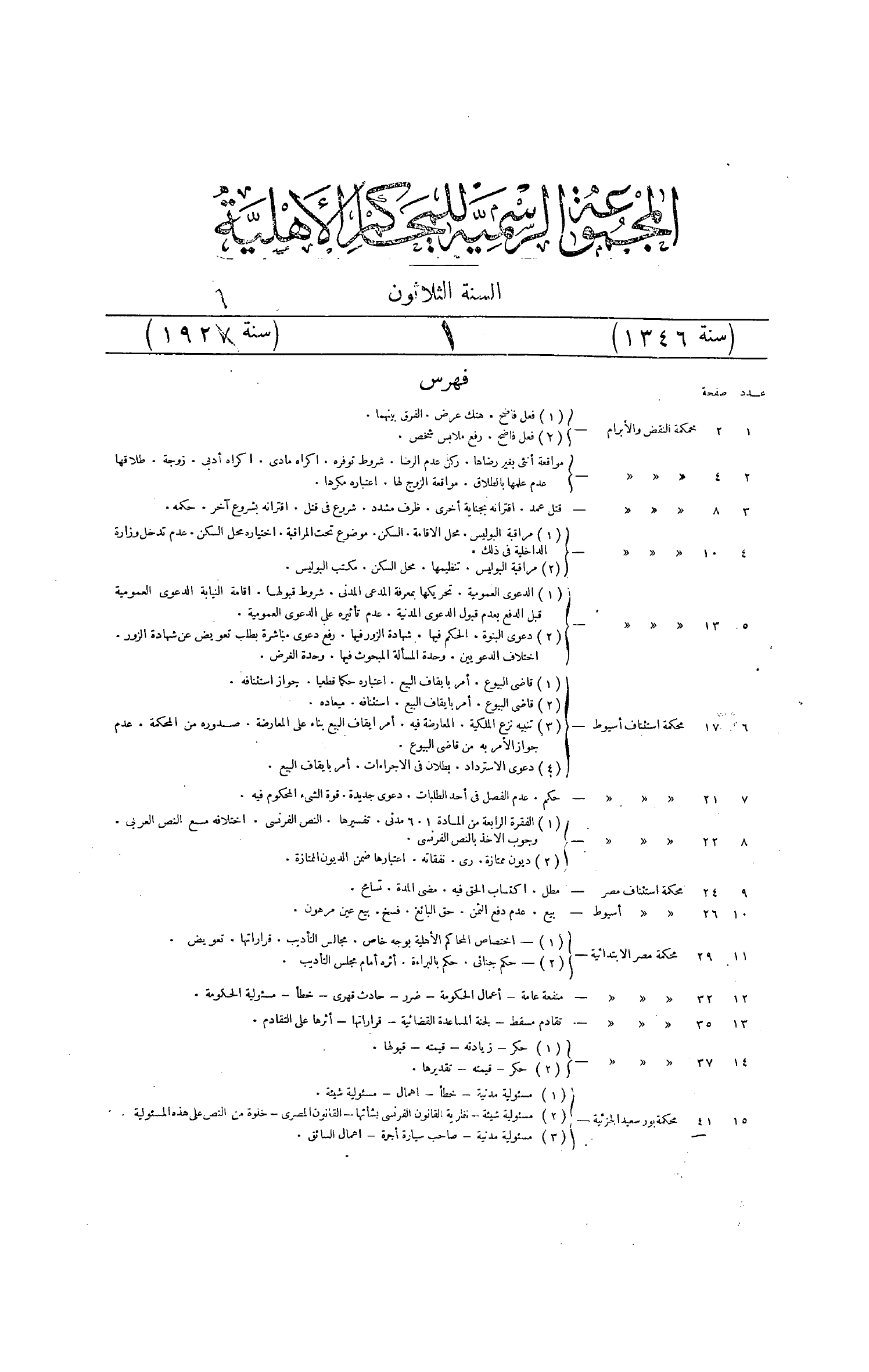 المجموعة الرسمية للمحاكم الأهلية — السنة الثلاثون