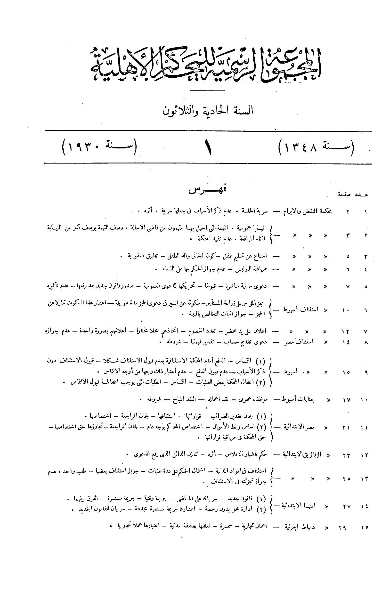 المجموعة الرسمية للمحاكم الأهلية — السنة الحادية والثلاثون
