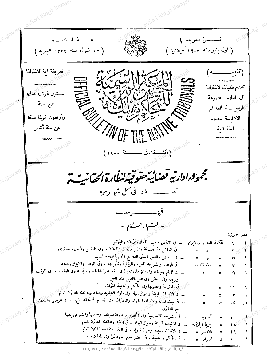 المجموعة الرسمية للمحاكم الأهلية — السنة السادسة