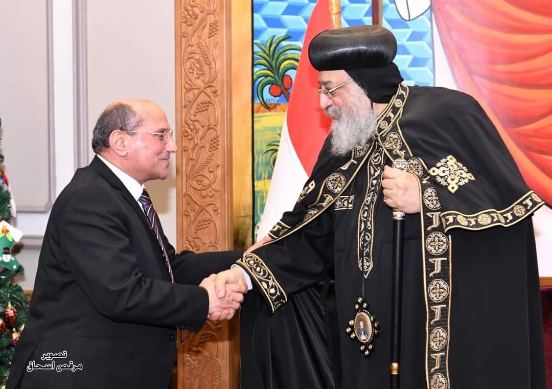 وفد من مجلس القضاء الأعلى يهنئ البابا تواضروس بعيد الميلاد المجيد